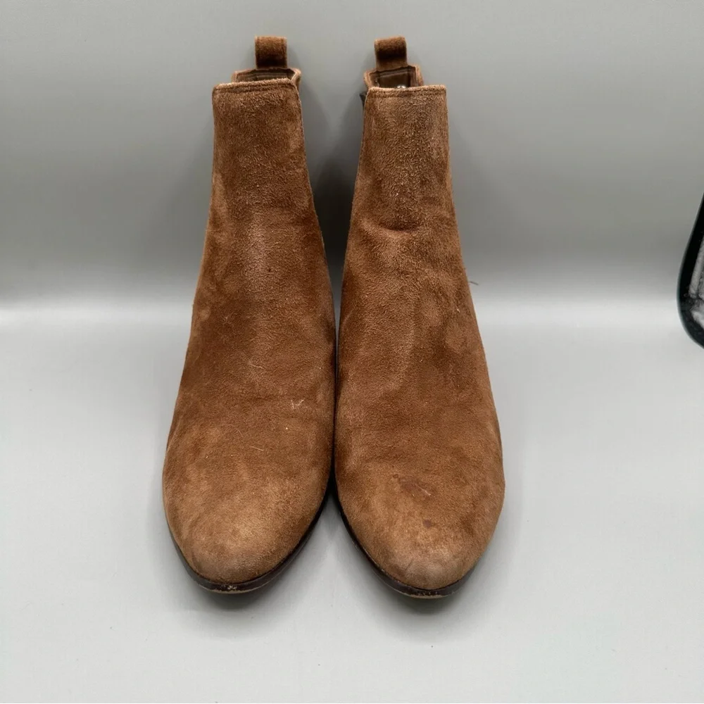 Sam Edelman Reesa Brown Suede Pointed Toe Block Heel Chelsea Boot Size 6.5